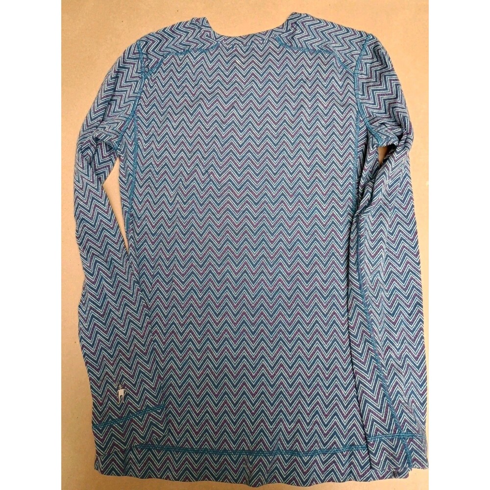 Smartwool Chevron Long Sleeve Pullover Baselayer Shirt Top SZ M Blue Purple - Picture 2 of 5